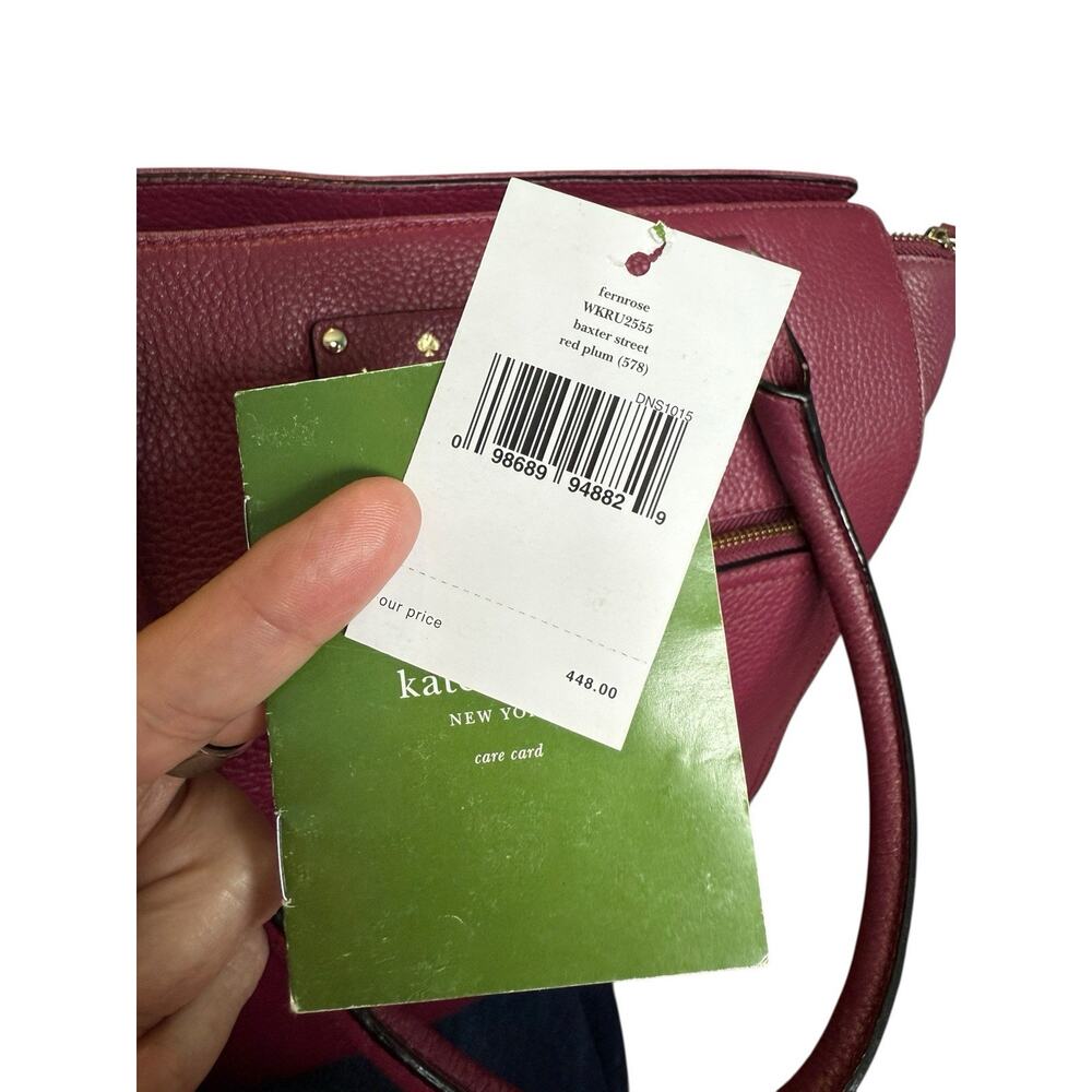 Kate Spade New York Baxter Street Fernrose Leather Shoulder bag Tote Bag Plum Lg - Picture 16 of 16